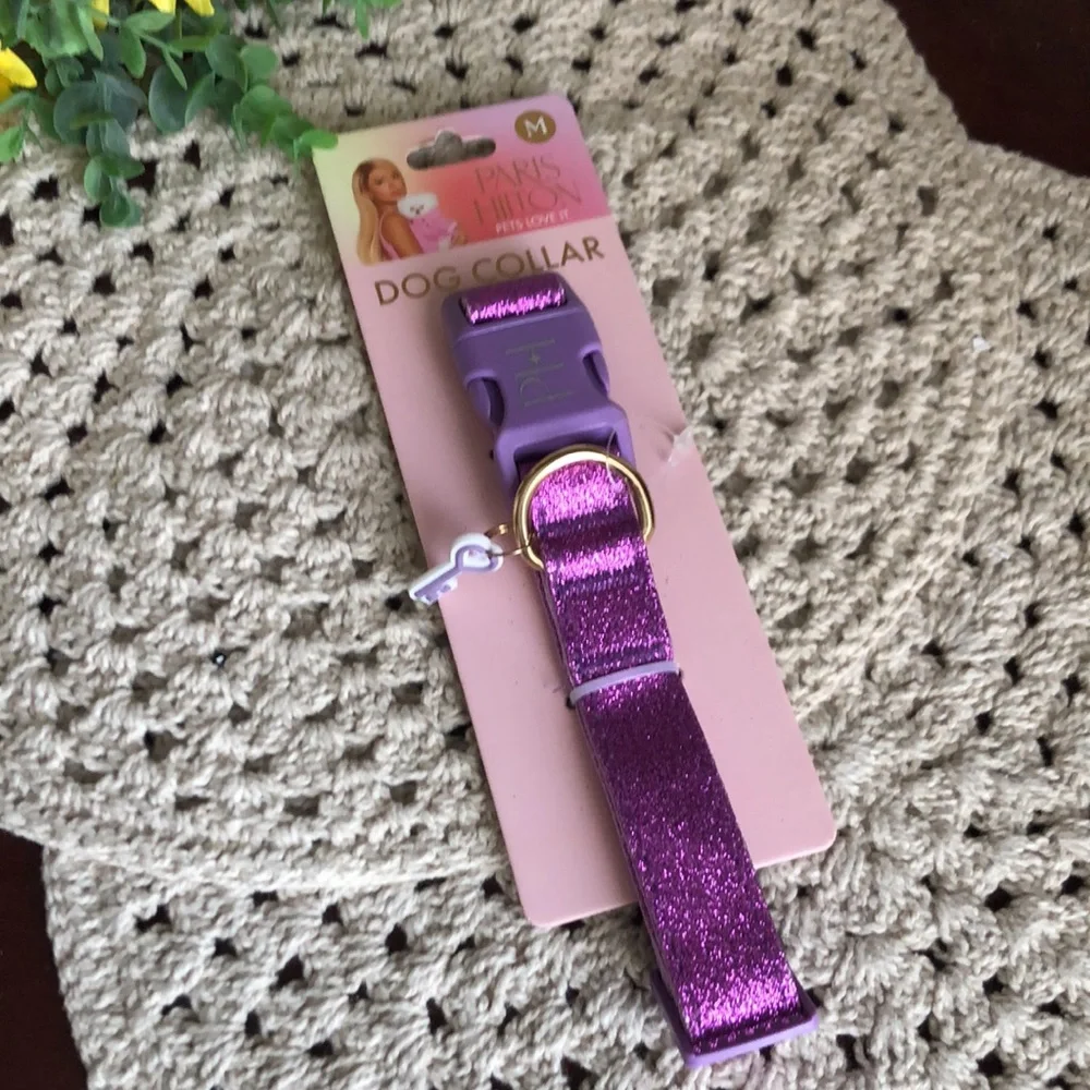 Paris Hilton Sparkly Purple Dog Collar SIZE M